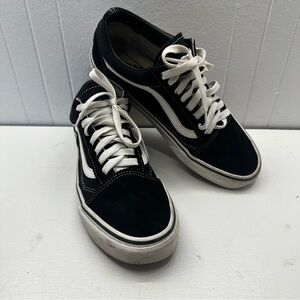 Vans Old Skool Core Black White Suede Canvas Sneakers Mens 6.5 Womens 8